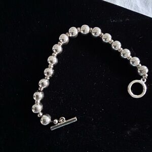 Silver Beaded Toggle Bracelet
